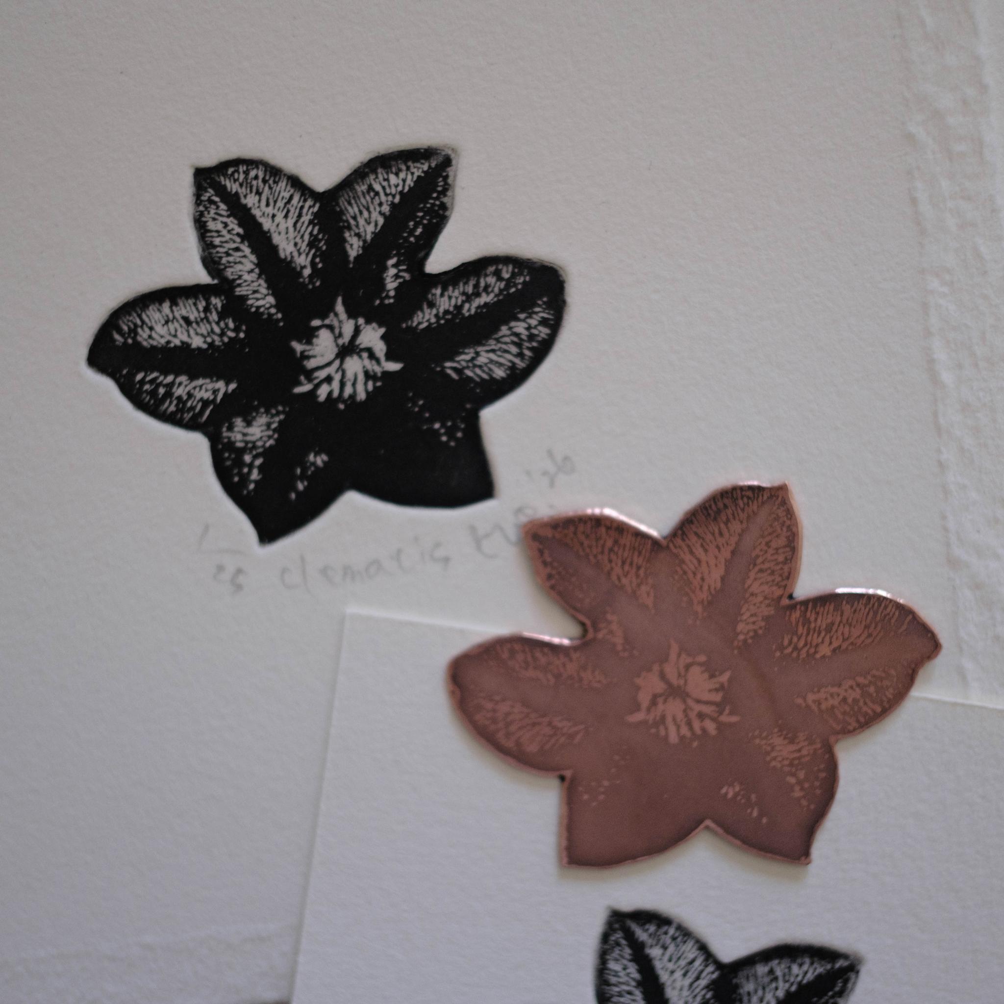 版画ゆうびん no.37 'clematis'（銅版画） | 2枚目