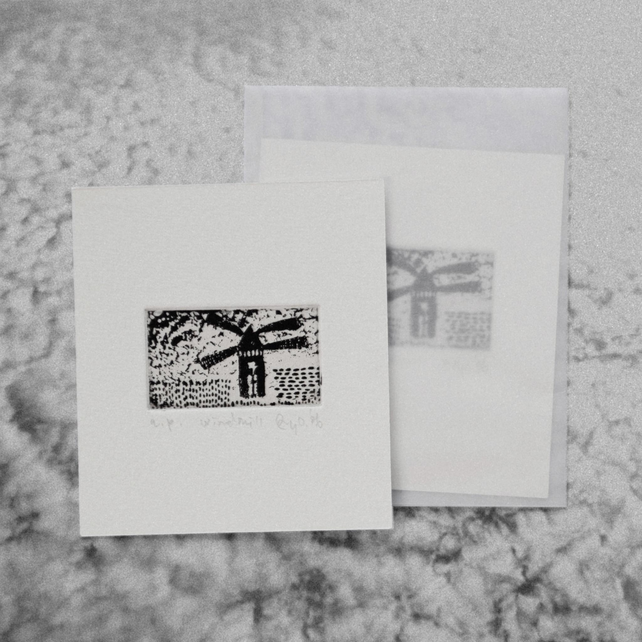 版画ゆうびん no.41 'windmill'（銅版画）